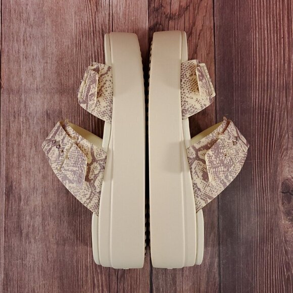 Crocs LiteRide Womens Sz 11 Brooklyn Snake Print Buckle Low Wedge Slides Sandals - Picture 9 of 15